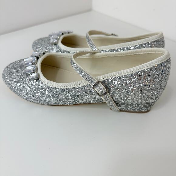 NEW J.Crew Crewcuts Girls Glitter Heel Mary Jane Shoes Silver Party Formal K4 - Picture 10 of 10